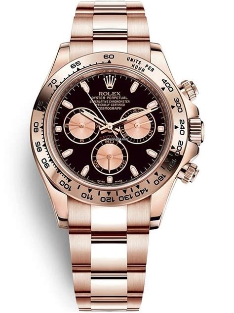 rolex daytona rose gold black dial replica|rolex daytona gold black face.